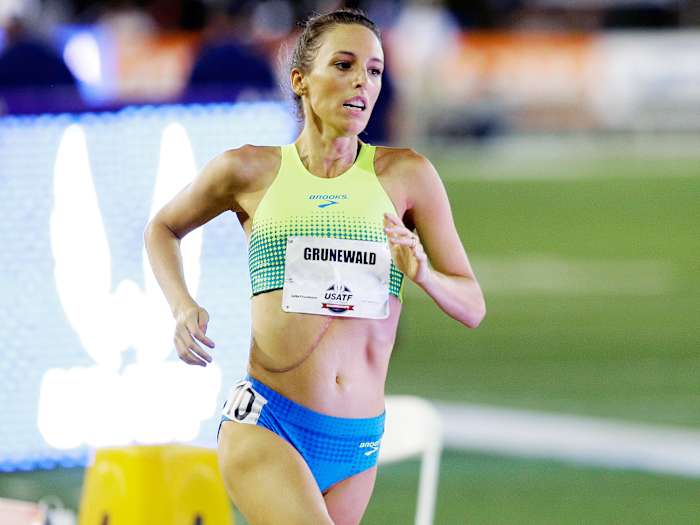 Grunewald's last-place finish in the 1,500 national championship in June can less than a week after she spent four hours in the ER with a fever.